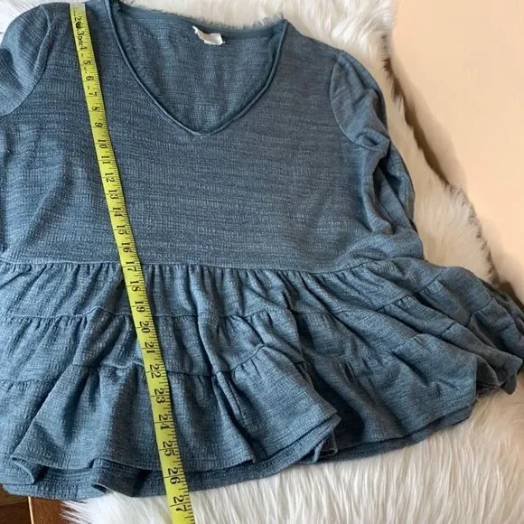 Anthropologie Deletta Teal Thea Tiered Ruffle Top Size Large - Picture 10 of 10